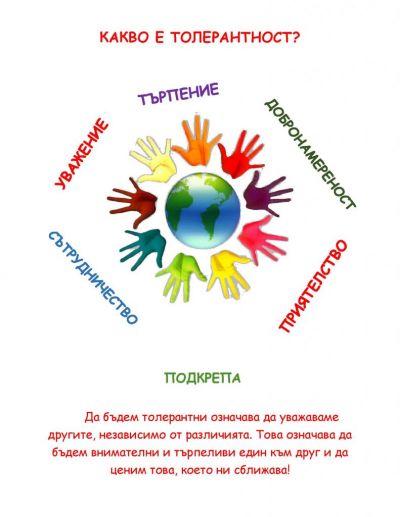 16 ноември ден на толерантността - ПГСС Проф. Иван Иванов - град Долни Дъбник